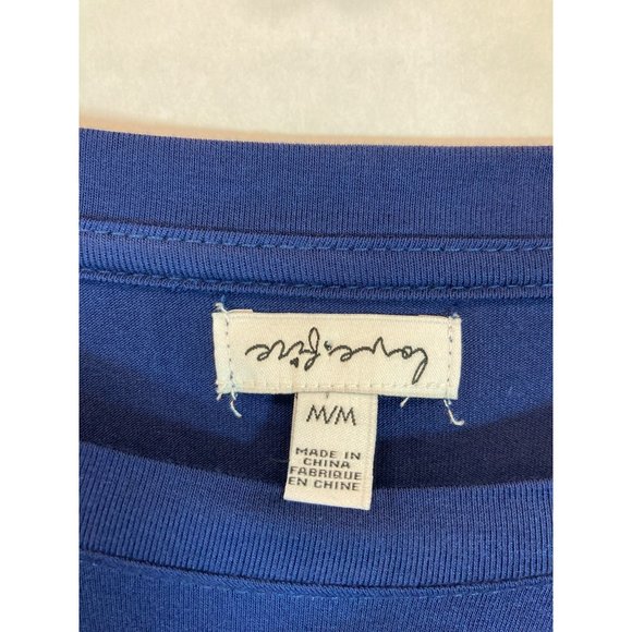 Women's Medium Blue with Rainbow Accent Fashion Top - Stylish & Versatile Tunic - Picture 2 of 4